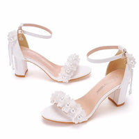 Bridal Heels Stunning White Lace 3D Flower Heels Luxurious Weddings