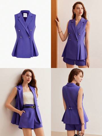 LAPEL COLLAR DOUBLE BREASTED WAISTCOAT Women Blazers Luxurious Weddings