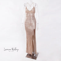 Sexy Sequin V-Neck Maxi Prom Dress Luxurious Weddings