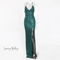 Sexy Sequin V-Neck Maxi Prom Dress Luxurious Weddings