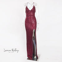 Sexy Sequin V-Neck Maxi Prom Dress Luxurious Weddings