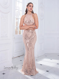 Gold Sequin Party Dress with Off-Shoulder Beading Luxurious Weddings