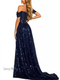 Dazzling Off Shoulder Sequin Party Dress Luxurious Weddings