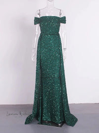 Dazzling Off Shoulder Sequin Party Dress Luxurious Weddings