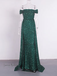 Dazzling Off Shoulder Sequin Party Dress Luxurious Weddings