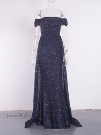 Dazzling Off Shoulder Sequin Party Dress Luxurious Weddings