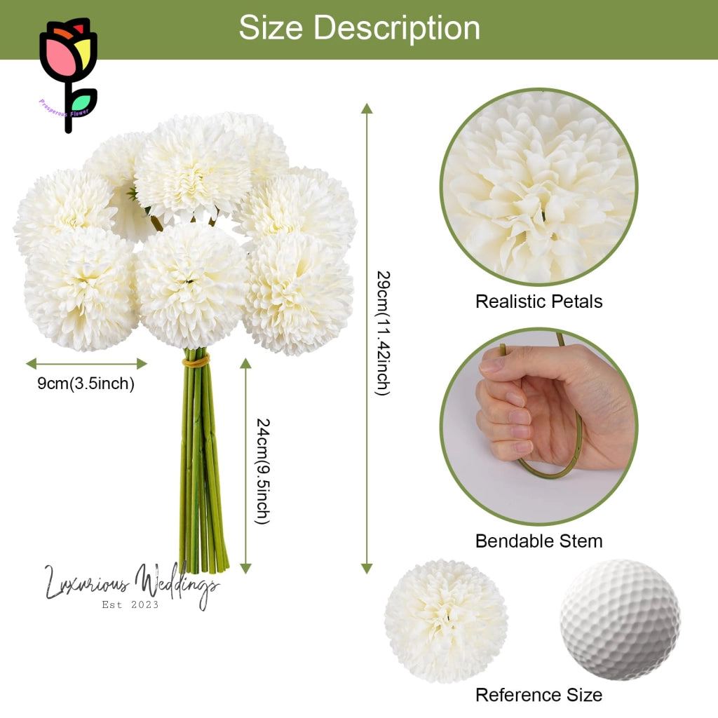 Faux Chrysanthemum Ball Bouquet - By Luxurious Luxurious Weddings