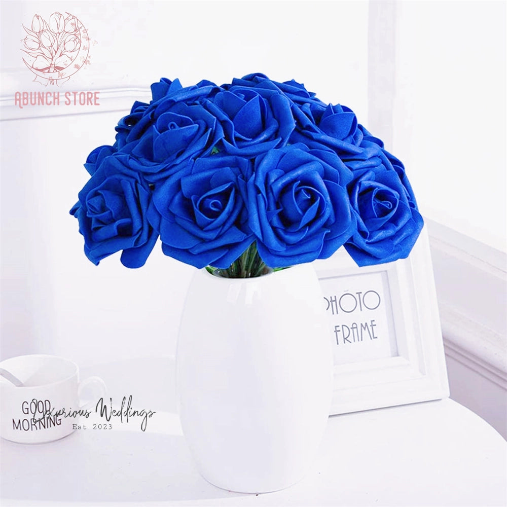 25/30Pcs Artificial Sapphire Blue Roses By Luxurious Luxurious Weddings