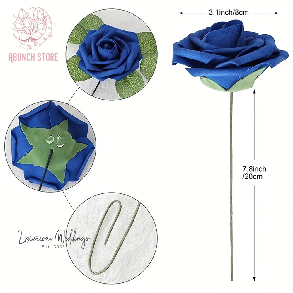 25/30Pcs Artificial Sapphire Blue Roses By Luxurious Luxurious Weddings