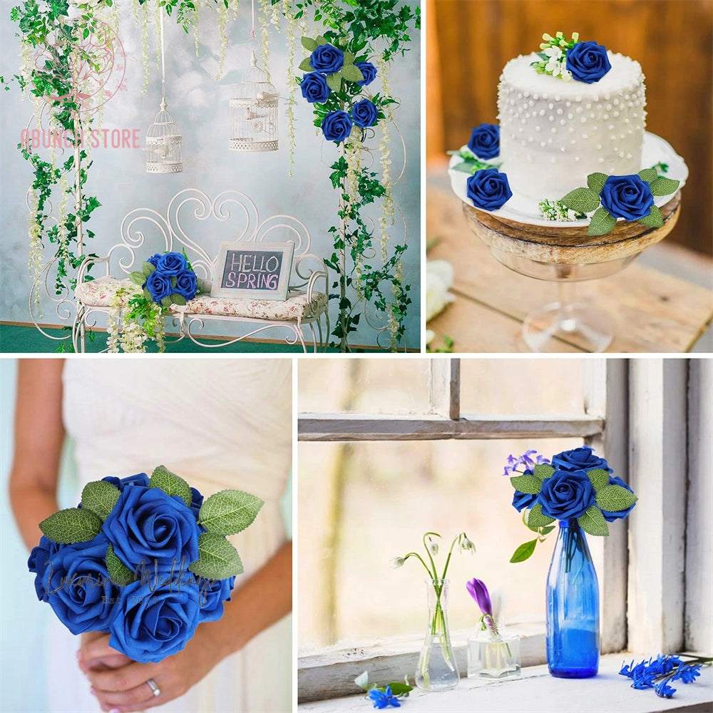 25/30Pcs Artificial Sapphire Blue Roses By Luxurious Luxurious Weddings