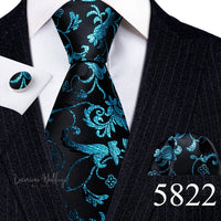 Barry·Wang Blue Green Teal Leaves Neck Tie Set By Luxurious Luxurious Weddings