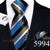 Barry·Wang Blue Green Teal Leaves Neck Tie Set By Luxurious Luxurious Weddings