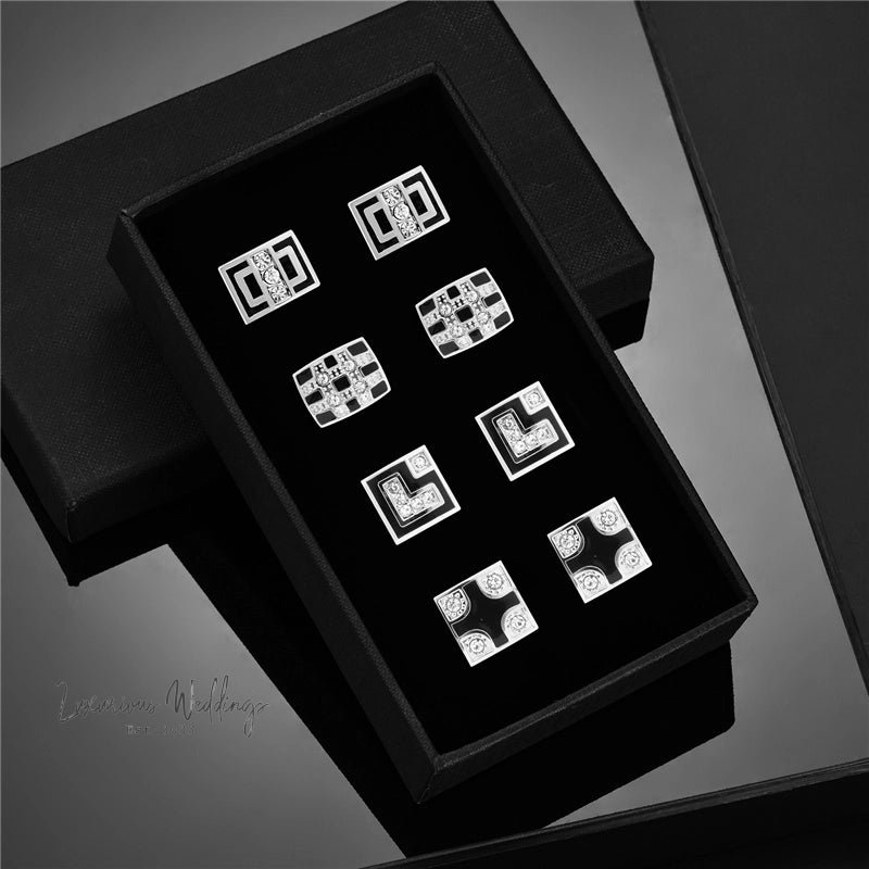 a black box with four squares and four squares in it