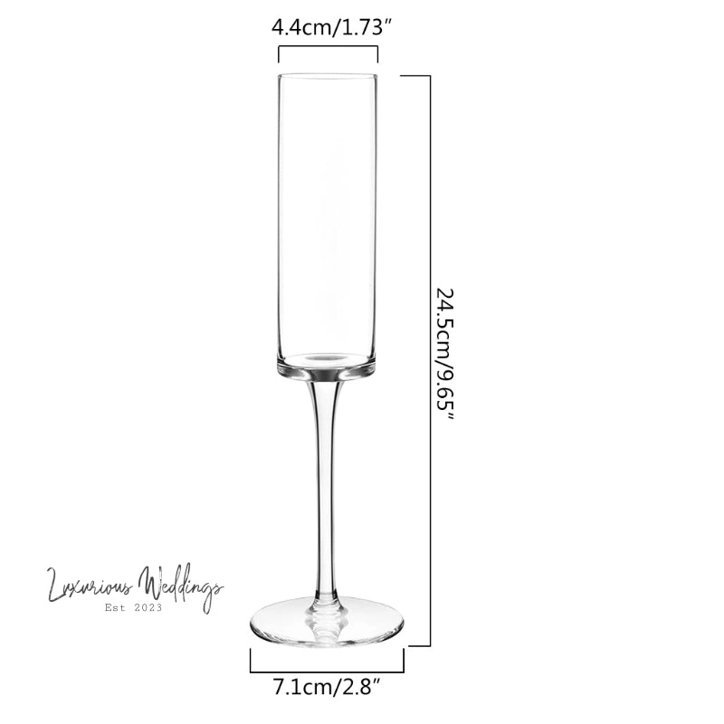a tall wine glass with measurements for it