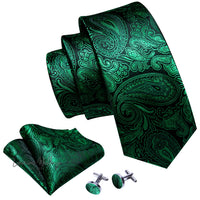 a green tie and matching cufflinks with matching cufflinks
