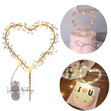 Heart Pearl LED Cake Topper Cake Topper Luxurious Weddings