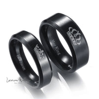 Couple's Black Crystal Necklace Rings Set Luxurious Weddings