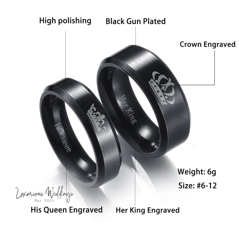 a couple of black rings with names on them