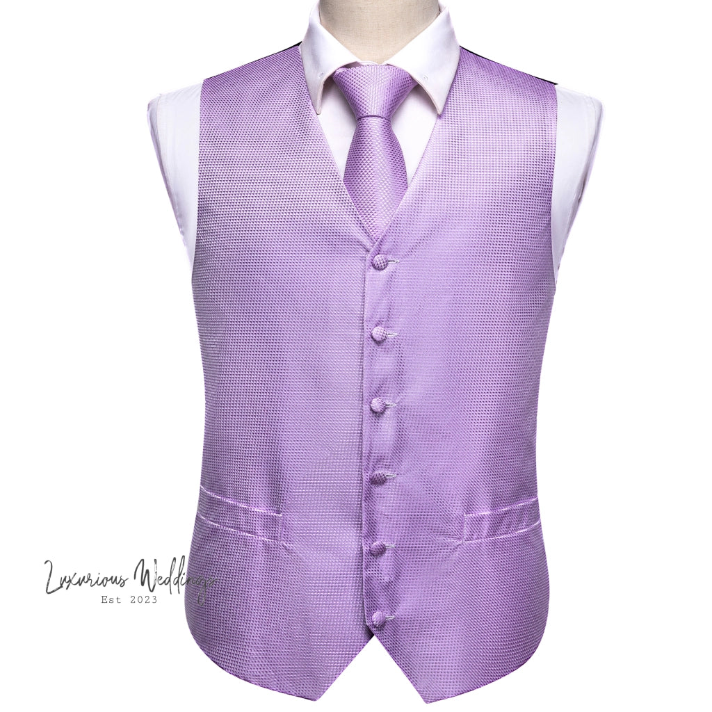 Slim Purple Paisley Silk Men's Vest Luxurious Weddings