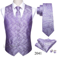 Slim Purple Paisley Silk Men's Vest Luxurious Weddings