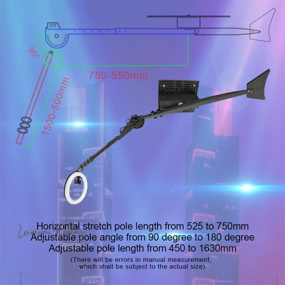 a drawing of a long pole length from 55 to 70mm adjustable pole angle from