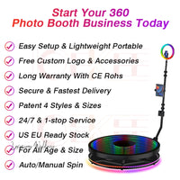 a picture of a photo booth with the text, start your 360 photo booth business