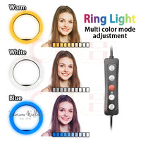 a picture of a ring light, a multi - color model, and a light