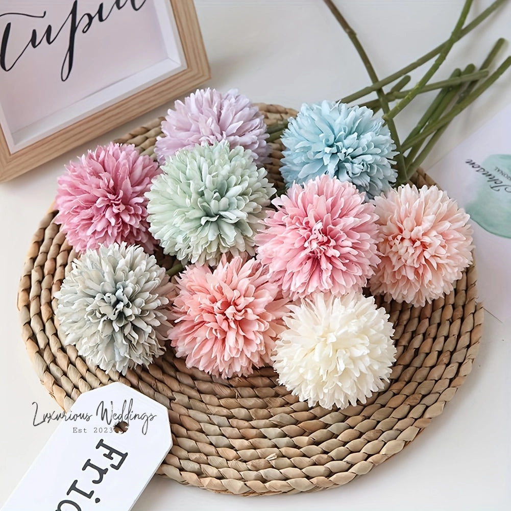 5pcs Artificial Chrysanthemum Ball Flowers Luxurious Weddings