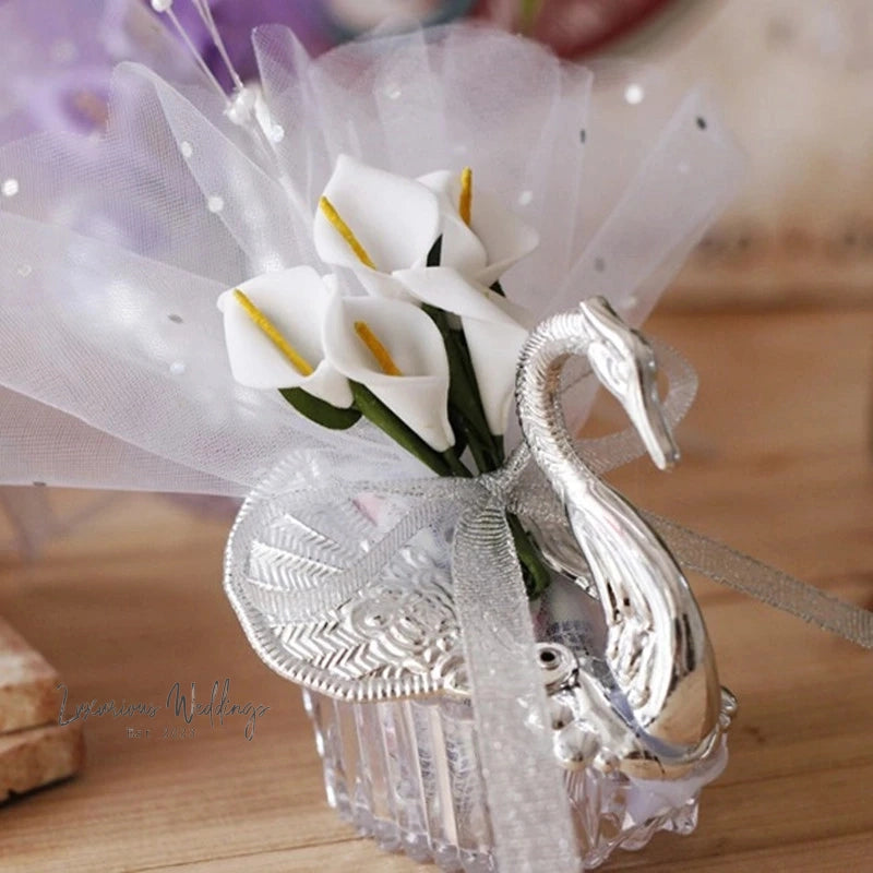 Acrylic Swan Wedding Favor Boxes - 12 Set Luxurious Weddings