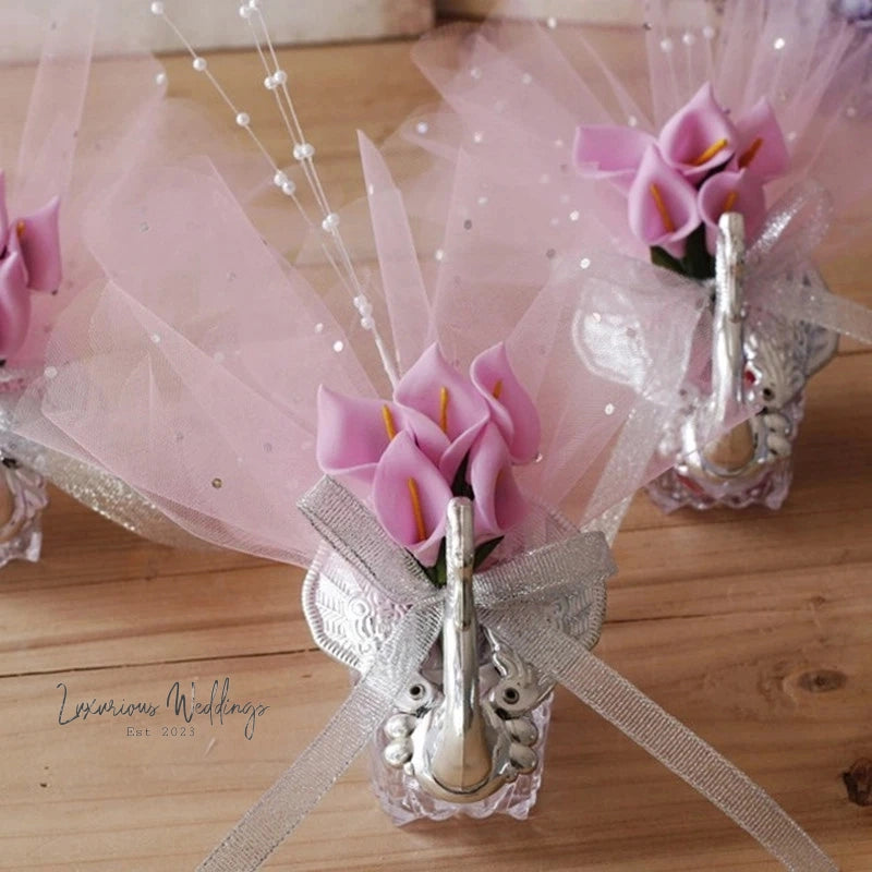 Acrylic Swan Wedding Favor Boxes - 12 Set