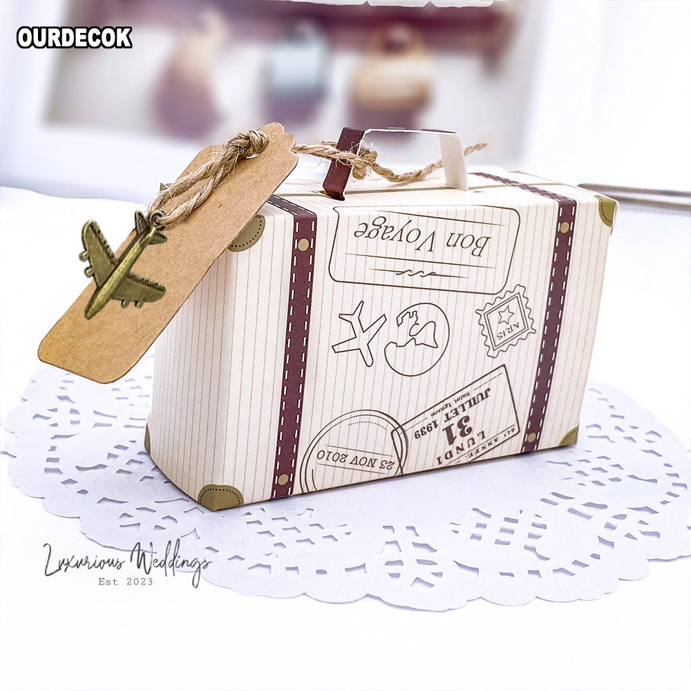 Elegant Travel Suitcase Candy Boxes Luxurious Weddings