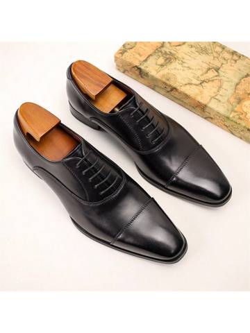 Men's Oxford Shoes With Square Toe And Three Connecting Joints, Luxurious Weddings