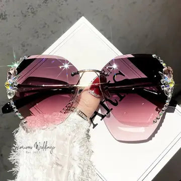 Vintage Rimless Rhinestone Sunglasses Sunglasses Luxurious Weddings
