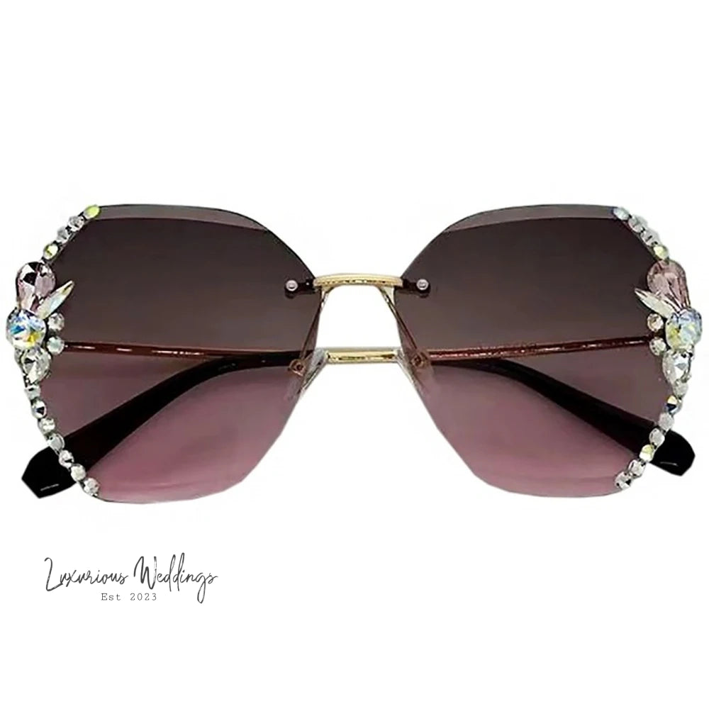 Vintage Rimless Rhinestone Sunglasses