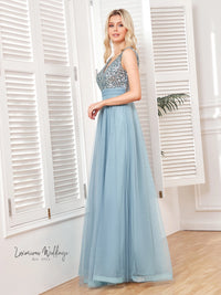 Luxury Blue Sequin Evening Dress 2024 Luxurious Weddings