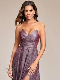 Gorgeous Metallic Rose Evening Dress Luxurious Weddings