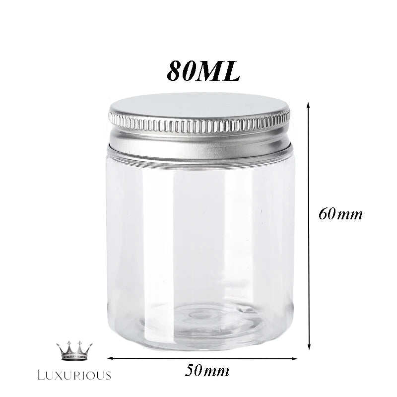 10Pcs Clear Storage Jars with Aluminum Caps Luxurious Weddings