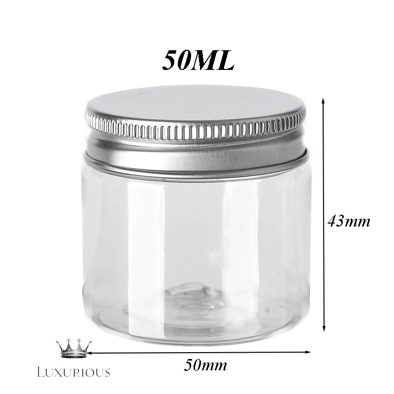 10Pcs Clear Storage Jars with Aluminum Caps Luxurious Weddings