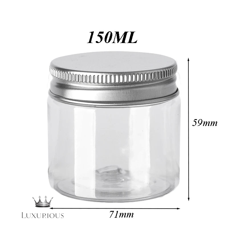 10Pcs Clear Storage Jars with Aluminum Caps Luxurious Weddings