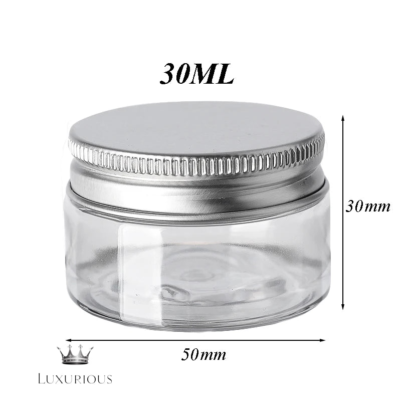 10Pcs Clear Storage Jars with Aluminum Caps Luxurious Weddings