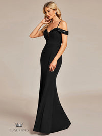 Off Shoulder Mermaid Sequin Evening Dress