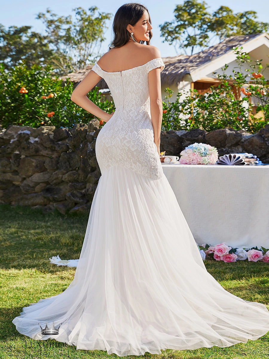 Elegant Lace Fishtail Wedding Dress Luxurious Weddings