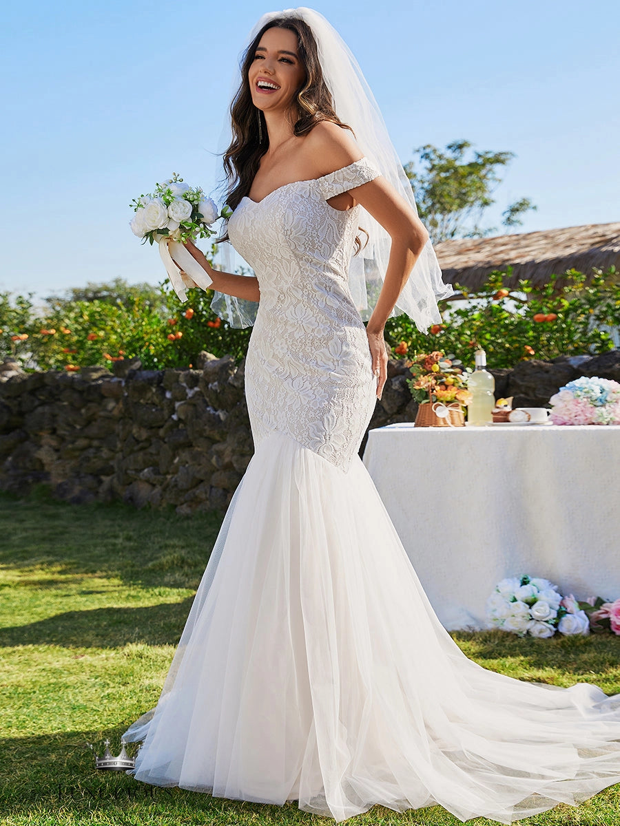 Elegant Lace Fishtail Wedding Dress Luxurious Weddings