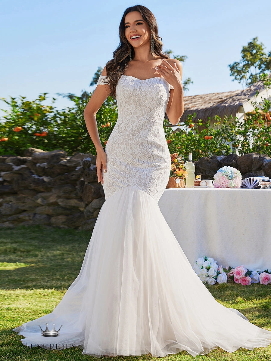 Elegant Lace Fishtail Wedding Dress Luxurious Weddings