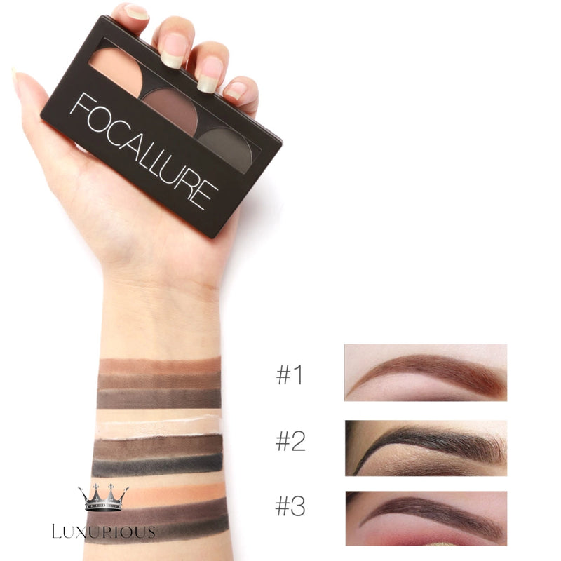 FOCALLURE 3-Color Brow Powder Palette Eyebrow Makeup Luxurious Weddings