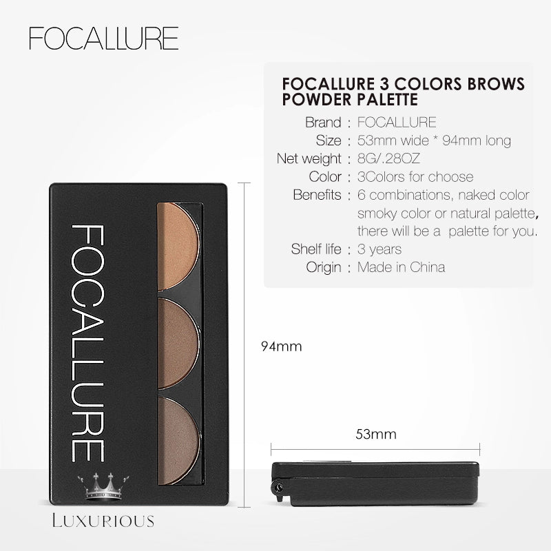 FOCALLURE 3-Color Brow Powder Palette