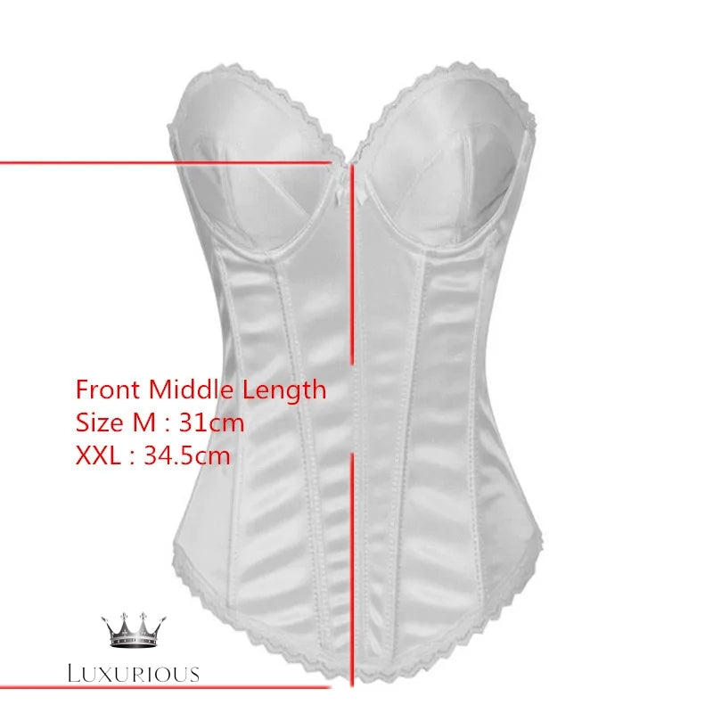 High Quality Adjustable Body Shaper Corset - Black/White Lace Bridal Bustier Luxurious Weddings