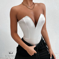 Bodysuit Shapewear Deep V-Neck Body Shaper Thong Shapers Waist Trainer Women Push Up Slimming Corset Top ClubWear For Women Luxurious Weddings