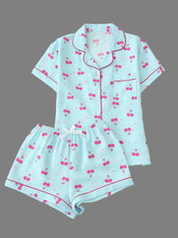 Adorable Women's Cherry Print Pajama Set sleepwear Luxurious Weddings