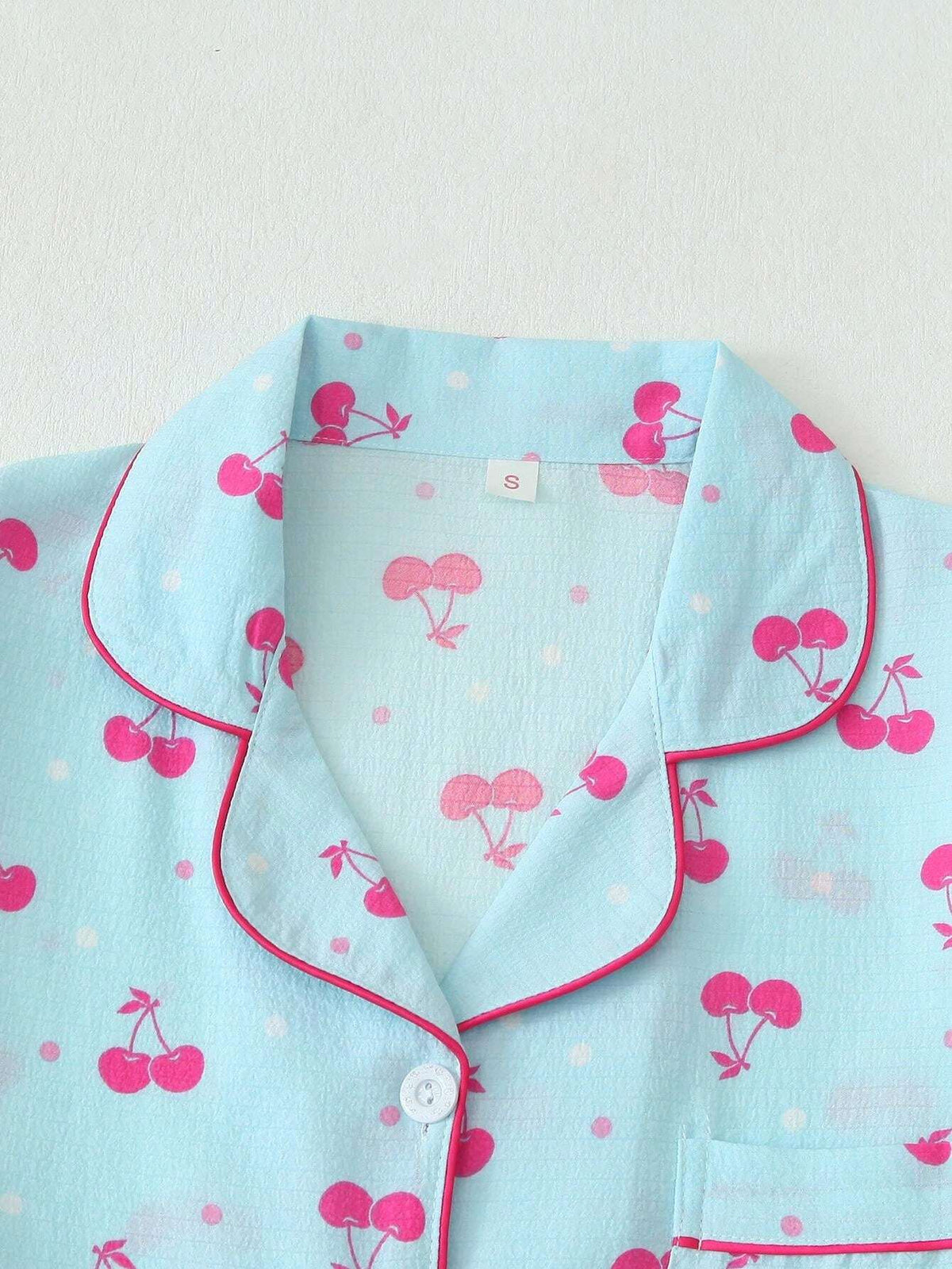 Adorable Women's Cherry Print Pajama Set sleepwear Luxurious Weddings